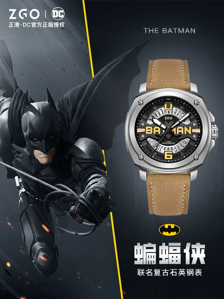 Batman Men's Quartz Fashion Watch Stainless Steel 50M Waterproof Glow in the Dark