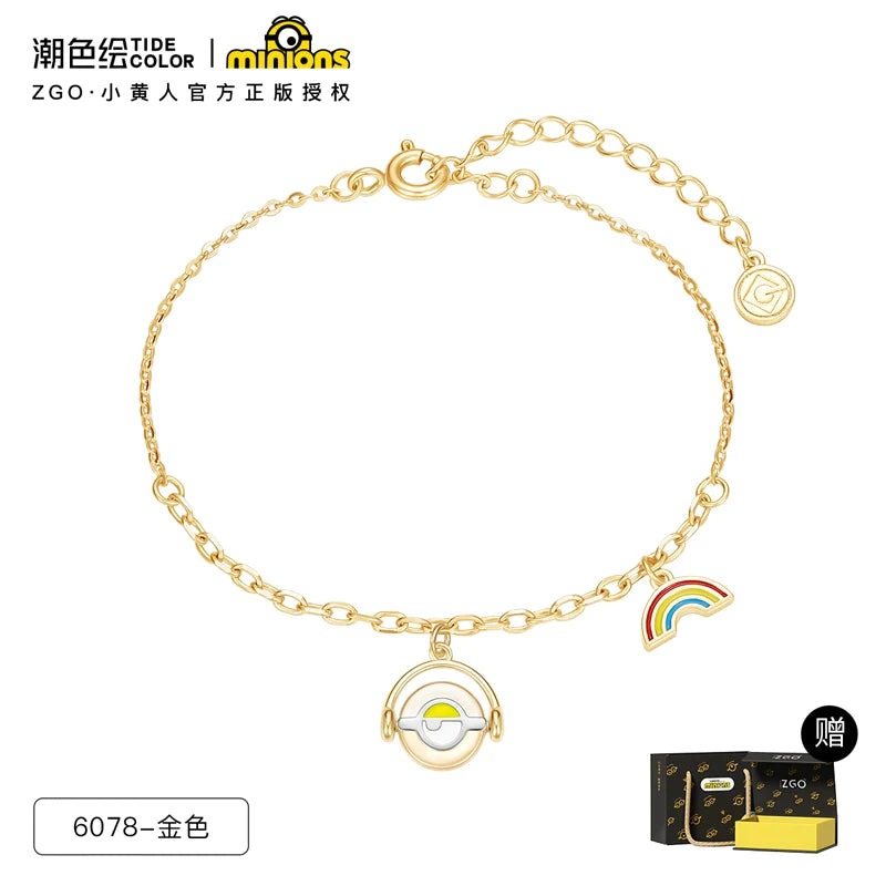 Minions Headphone Rainbow 925 Sterling Silver Bracelet