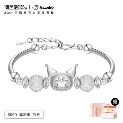 Kuromi 3D Crystal 18K Platinum Plated 925 Sterling Silver Bracelet