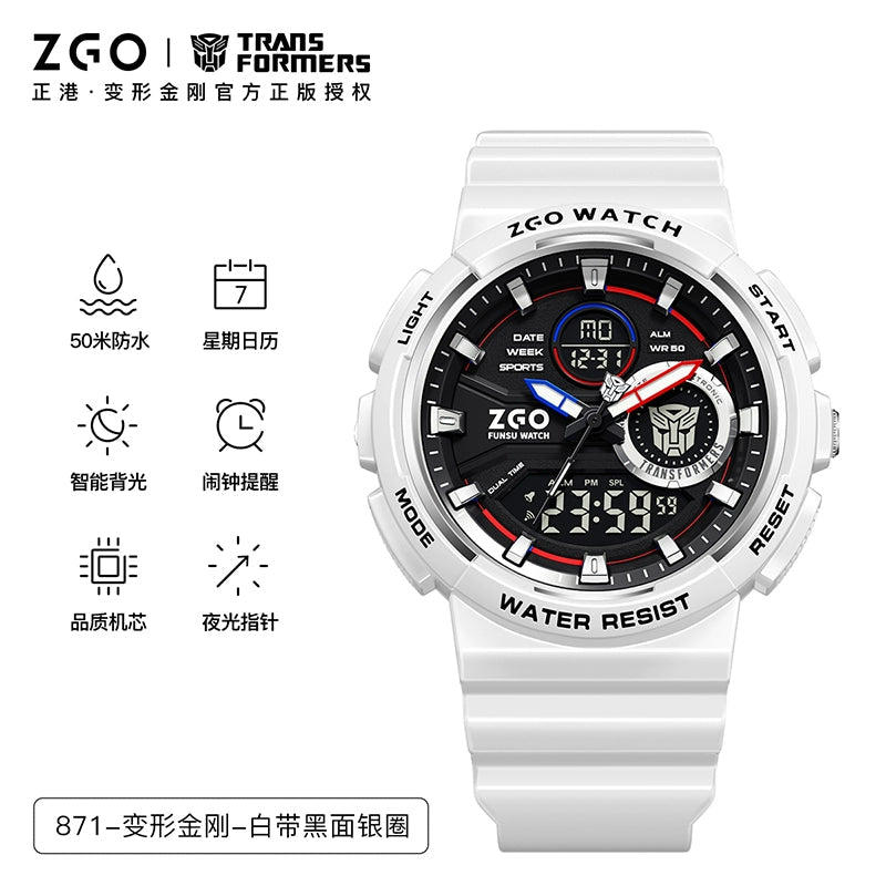 Transformers Sports Watch Stainless Steel 50M Waterproof Glow in the Dark