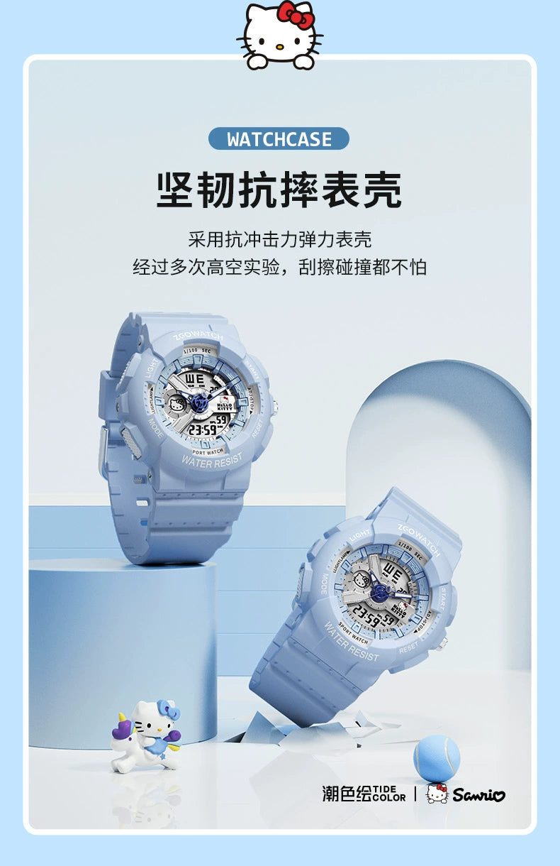 Hello Kitty Blue Sports Electric Watch 50M Waterproof Glow in the Dark