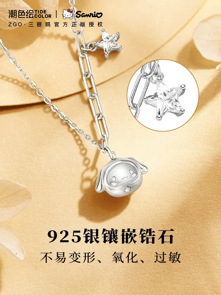 Cinnamoroll/My Melody Daruma Doll 925 Sterling Silver Necklace