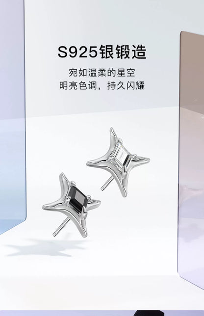 4-Pointed Star 925 Sterling Silver Stud Earrings