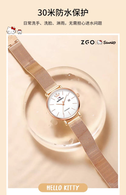 Hello Kitty Crown Rose Gold Women's Quartz Watch 30M Waterproof