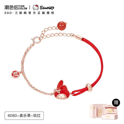 My Melody Red Agate 925 Sterling Silver Thermochromic Bracelet Wrist String