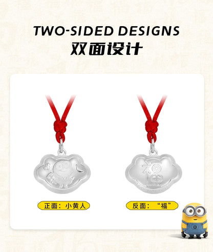 Minions Fotune Lock 999 Fine Silver Necklace