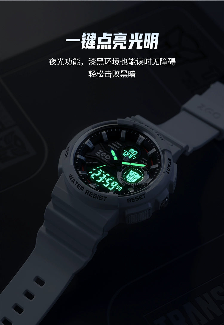 Transformers Sports Watch Stainless Steel 50M Waterproof Glow in the Dark