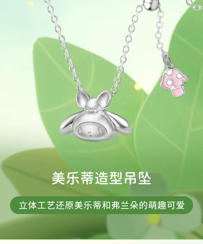 My Melody & Flat 925 Sterling Silver Necklace