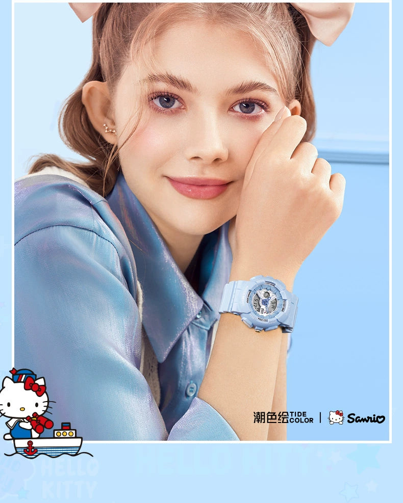 Hello Kitty Blue Sports Electric Watch 50M Waterproof Glow in the Dark