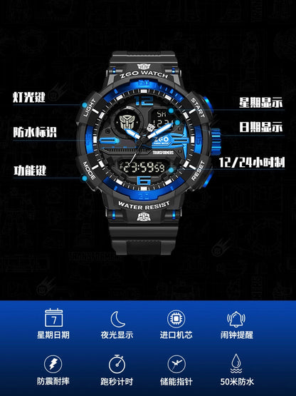 Transformers Sports Electric Watch 50M Waterproof Glow in the Dark