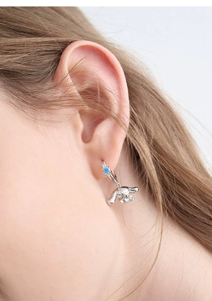 Cinnamoroll Blue Star Zircon Asymmetrical 925 Sterling Silver Earrings