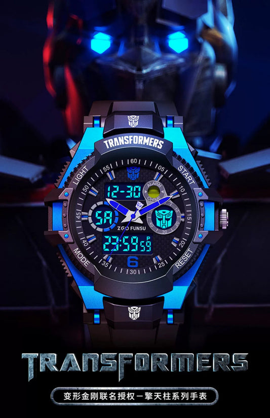 Transformers Children's Sports Electric Watch 50M Waterproof Glow in the Dark