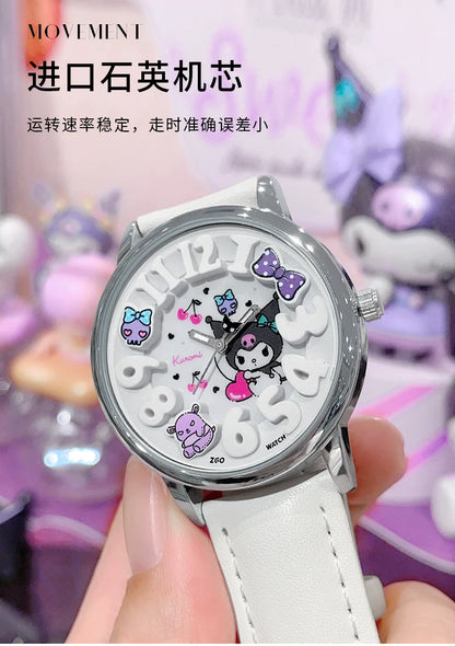 Kuromi Cherry Quartz Watch 30M Waterproof Glow in the Dark