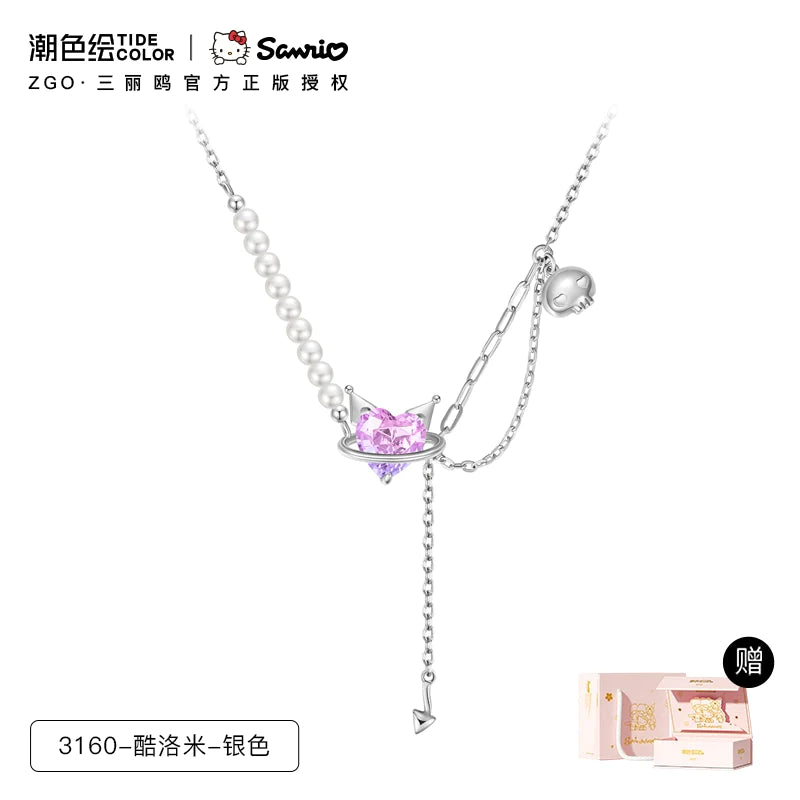 Kuromi Purple Heart 925 Sterling Silver Necklace