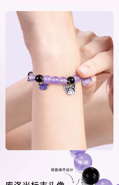 Kuromi Pink Black Purple Crystal Agate Bracelet