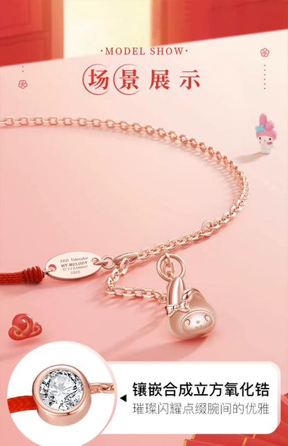 My Melody Lucky Red String 925 Sterling Silver Bracelet