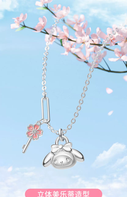 My Melody Sakura Key 925 Sterling Silver Pearl Necklace