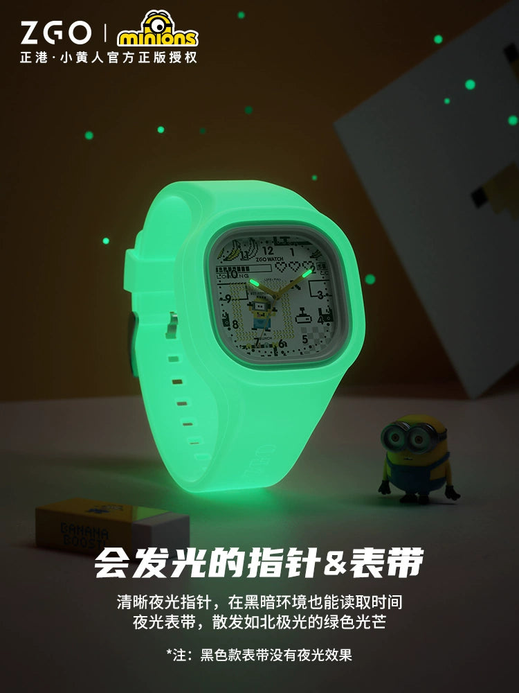 Minions Square Sports Watch 30M Waterproof Glow in the Dark