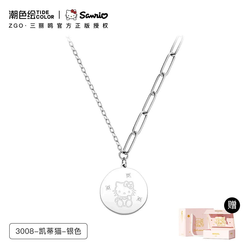 Hello Kitty Gold/Silver Coin Titanium Steel Necklace