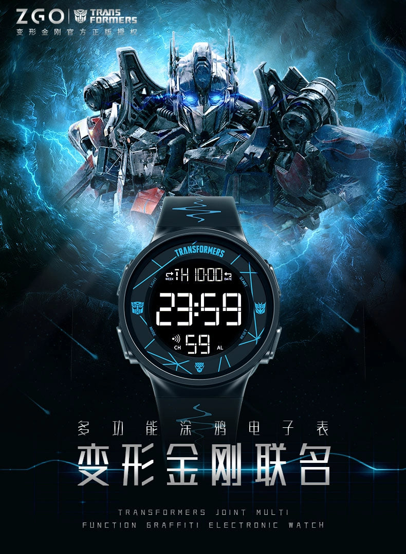 Transformers Children's Sports Watch 50M Waterproof Glow in the Dark