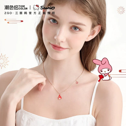 My Melody Lucky Red Fortune Thermochromic 925 Sterling Silver Necklace