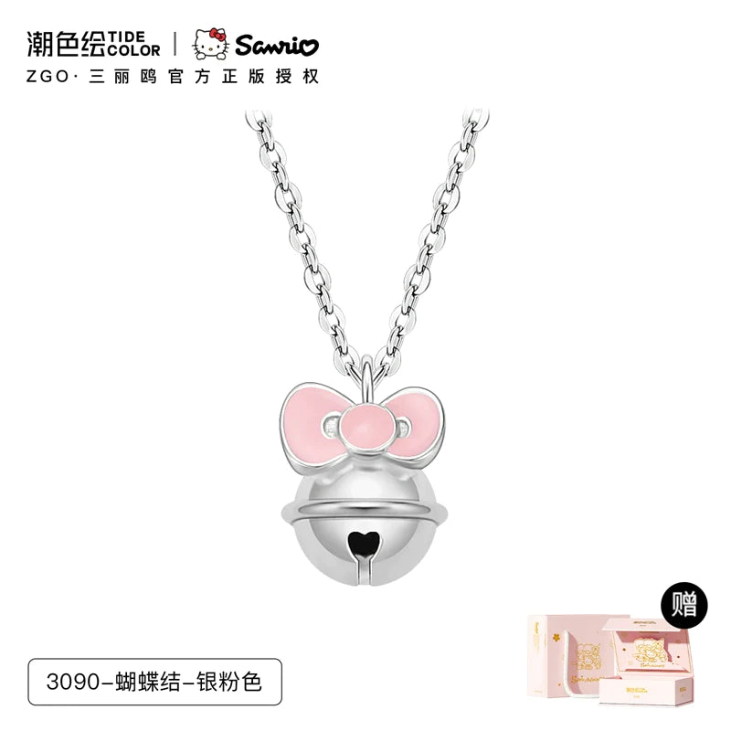 Hello Kitty Bow Lucky Bell 925 Sterling Silver Necklace