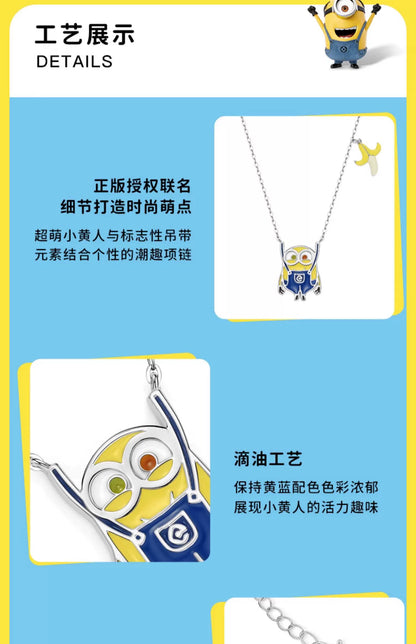 Minions Suspender Pants 925 Sterling Silver Necklace