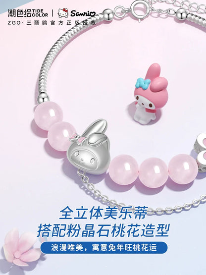 My Melody Peach Blossom Roze Quartz 925 Sterling Silver Bracelet