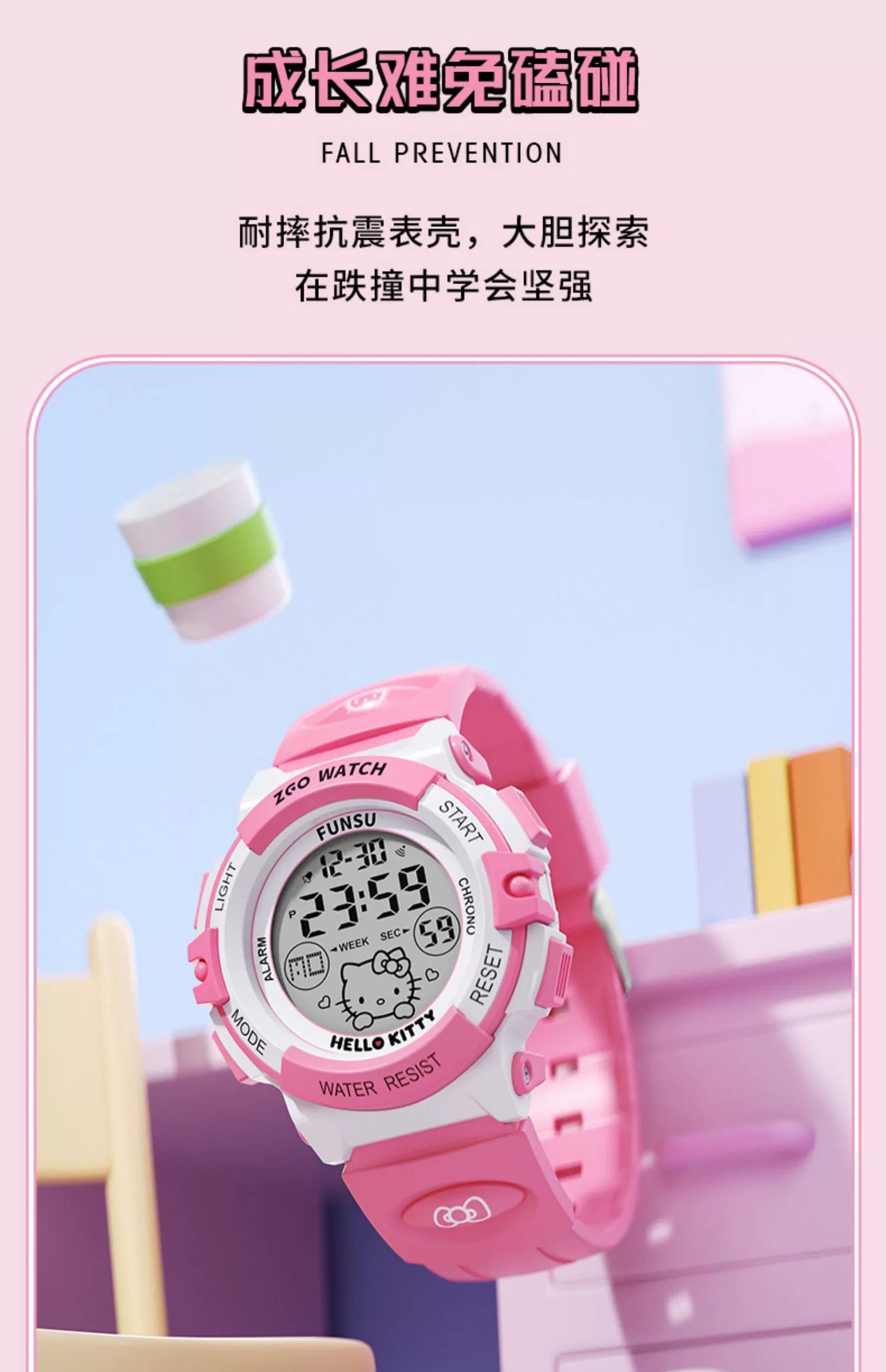 Hello Kitty Pink Sports Watch 50M Waterproof Glow in the Dark