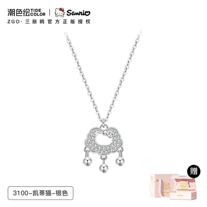 Hello Kitty Lucky Lock Bell 925 Sterling Silver Necklace