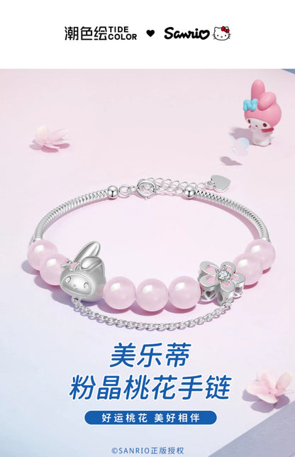 My Melody Peach Blossom Roze Quartz 925 Sterling Silver Bracelet