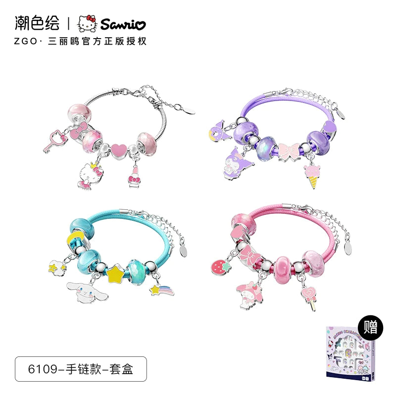 Sanrio Characters (Kuromi Cinnamoroll My Melody Hello Kitty) 4 Bracelets DIY kit