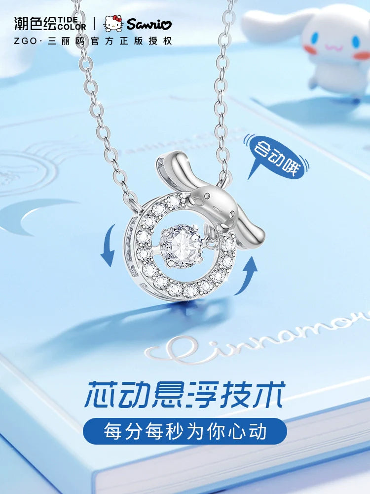 Cinnamoroll Beating Heart Zircon 925 Sterling Silver Necklace