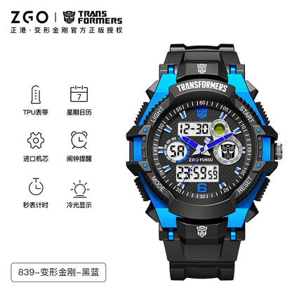 Transformers Children's Sports Electric Watch 50M Waterproof Glow in the Dark