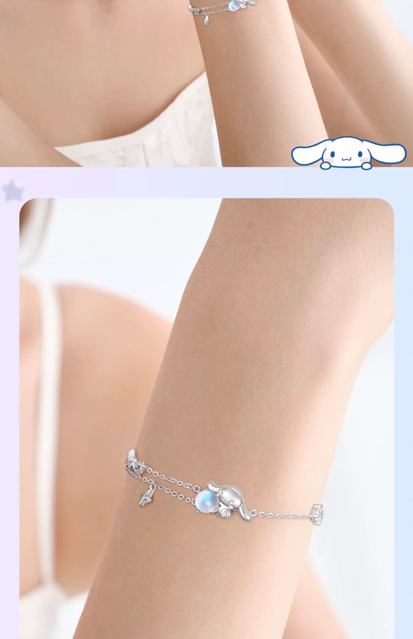 Cinnamoroll Moonstone 925 Sterling Silver Bracelet