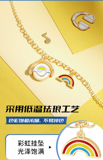 Minions Headphone Rainbow 925 Sterling Silver Necklace