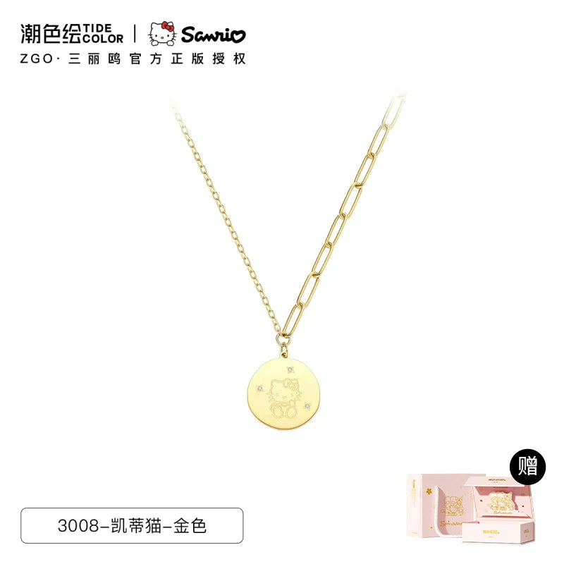 Hello Kitty Gold/Silver Coin Titanium Steel Necklace