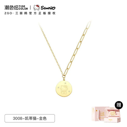 Hello Kitty Gold/Silver Coin Titanium Steel Necklace