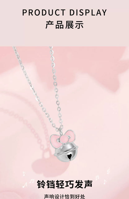 Hello Kitty Bow Lucky Bell 925 Sterling Silver Necklace