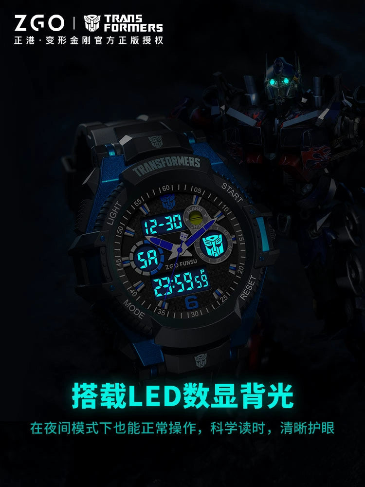 Transformers Children's Sports Electric Watch 50M Waterproof Glow in the Dark