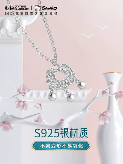 Hello Kitty Lucky Lock Bell 925 Sterling Silver Necklace