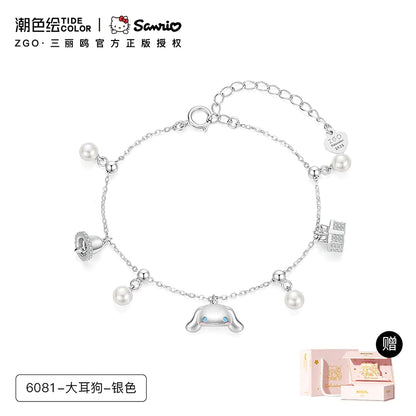 Cinnamoroll Bell Pearl 925 Sterling Silver Bracelet