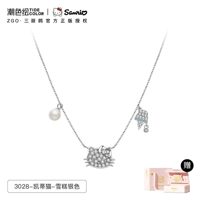 Hello Kitty Afternoon Series Doughnut/Ice Cream/Strawberry 925 Sterling Silver Necklace