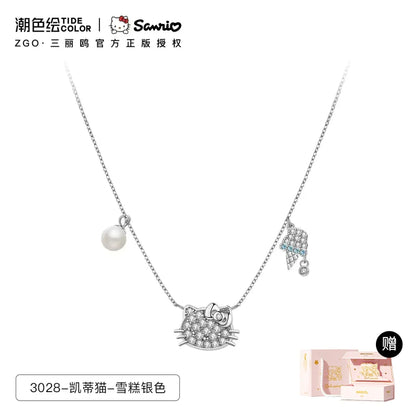 Hello Kitty Afternoon Series Doughnut/Ice Cream/Strawberry 925 Sterling Silver Necklace