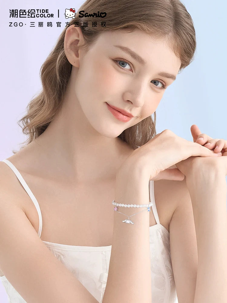 Cinnamoroll Pearl Double Layer 925 Sterling Silver Bracelet