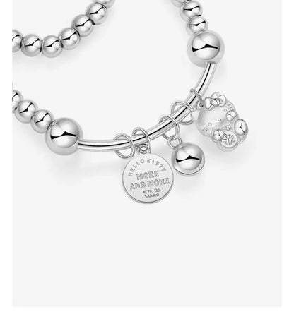 Hello Kitty Lucky Cat Bell 999 Fine Silver S925 Bracelet