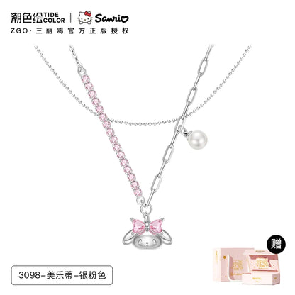 My Melody Sweet Dream Pink Zircon Pearl 925 Sterling Silver Necklace