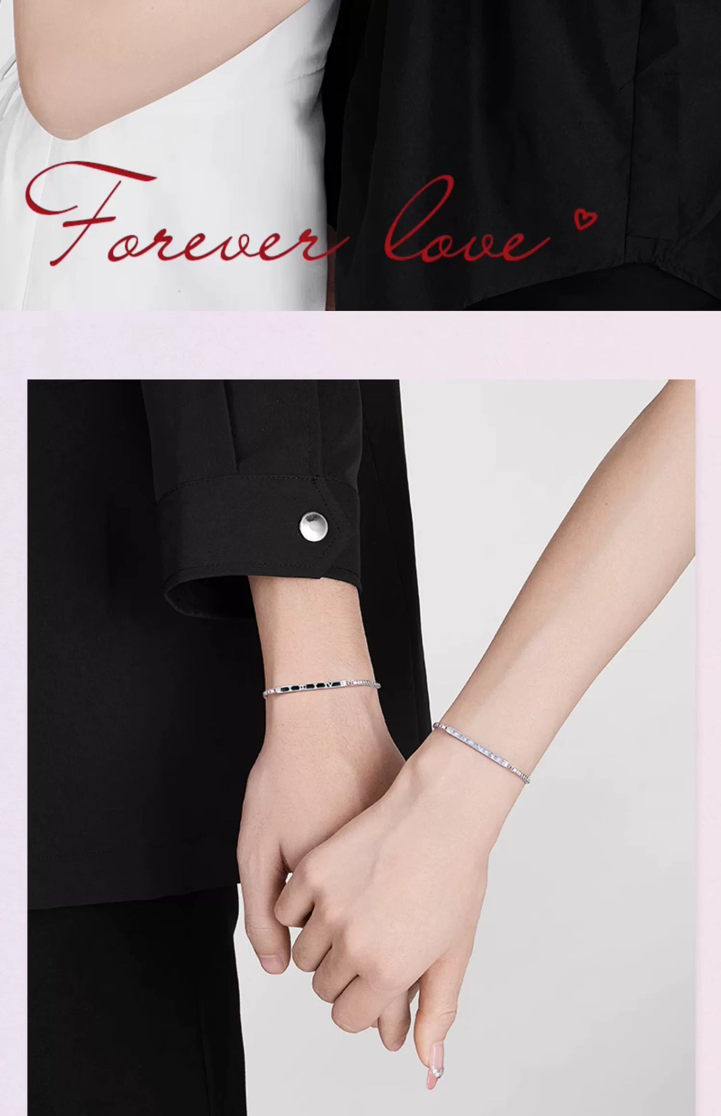 1314 Love You Forever 18K Gold Plated 925 Sterling Silver Couples' Bracelets