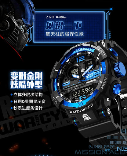 Transformers Sports Electric Watch 50M Waterproof Glow in the Dark