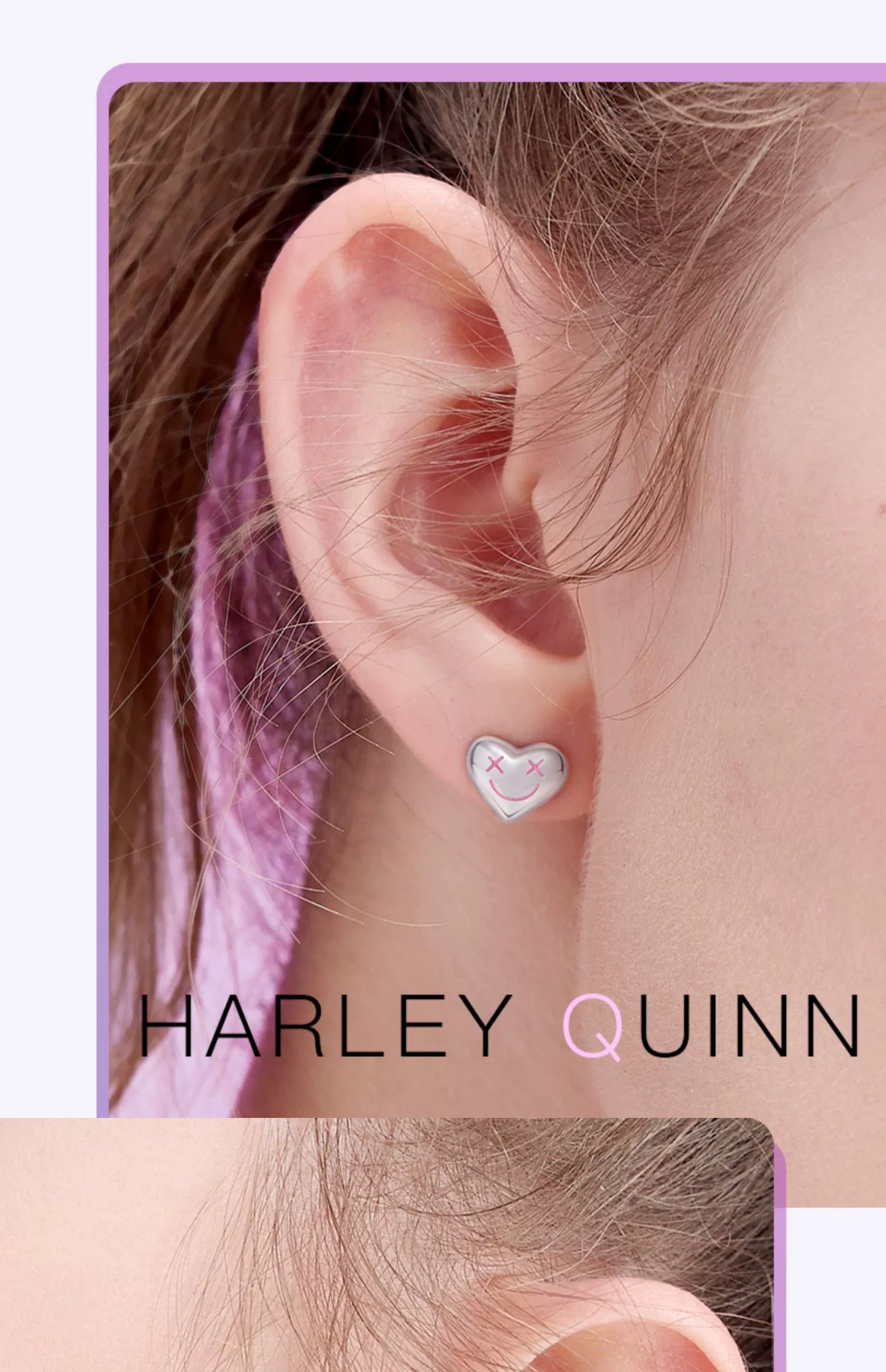 Harley Quinn Hearts Asymmetrical 925 Sterling Silver Stud Earrings